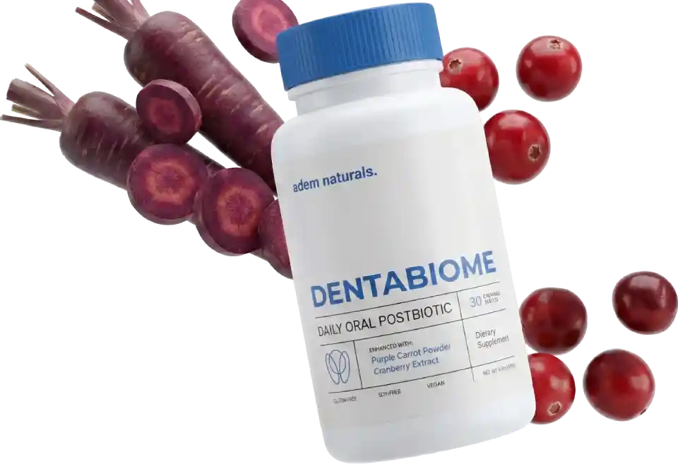 DentaBiome™ Oral Postbiotic Chewable Tablets — Berry Frost Flavor — Purple Carrot Powder Cranberry Extract — Vegan Dairy-Free Non-GMO — Dietary Supplement